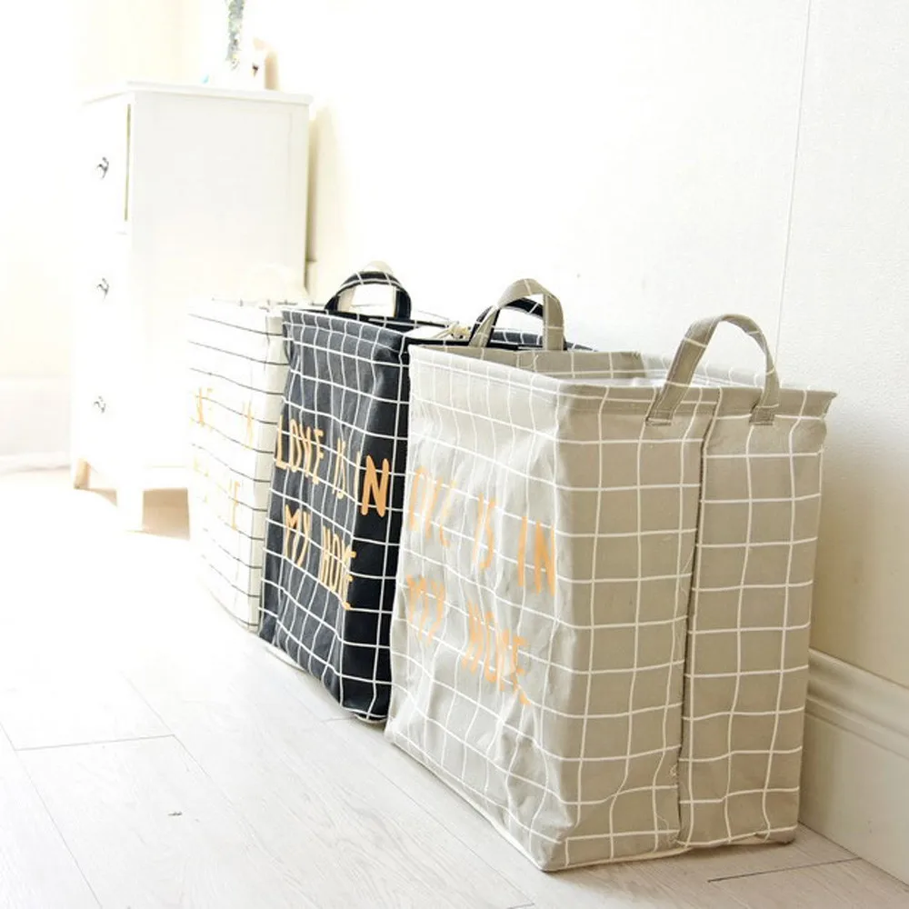 Домашняя сумка для хранения из хлопка и льна водонепроницаемая PE краска корзина