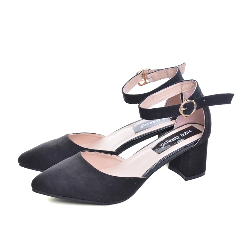 HEE GRAND/летние туфли-лодочки флоковые Туфли Мэри Джейн с острым носком на высоком