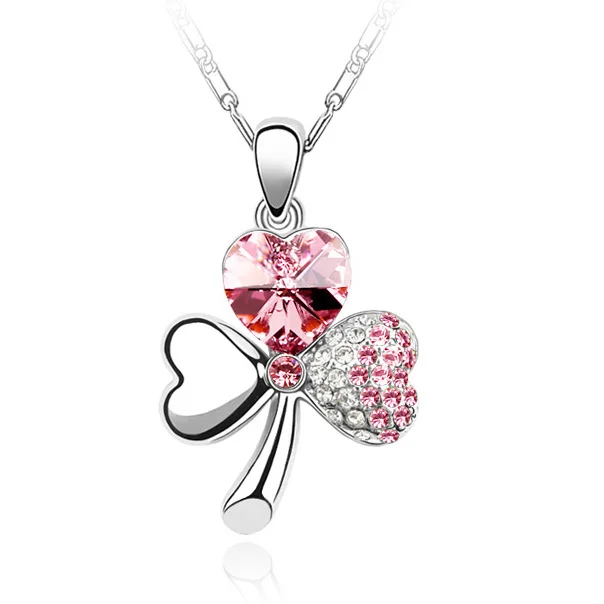 3 Новые оригинальные кристаллы от Swarovski клевер подвеска ожерелья в форме сердца цепи воротник кулон Модные ювелирные изделия для женщин - Окраска металла: 3
