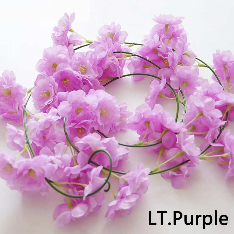 Light Purple 200 см Сакура вишня украшение для свадебной арки из ротанга лоза искусственные цветы для дома вечерние украшения Шелковый Плющ настенная гирлянда цветок - Цвет: Light Purple