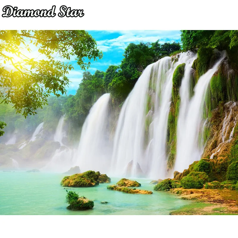 

Алмазная 5D картина «сделай сам», вышивка крестиком с изображением водопада, мозаика для украшения творчества