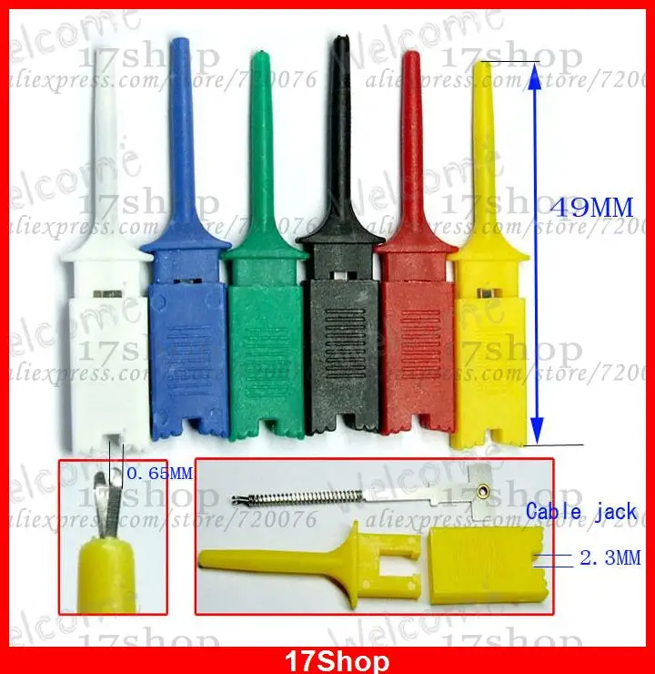 

60PCS 6 color Grabbers Probes SMT IC Hook Test Clip cableS SOLDER DIY