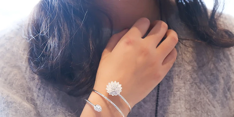 XIYANIKE 925 Серебряный цветок лотоса браслет для женщин Серебряный цвет цветок браслеты для девочек Свадьба Новое поступление VBS4151