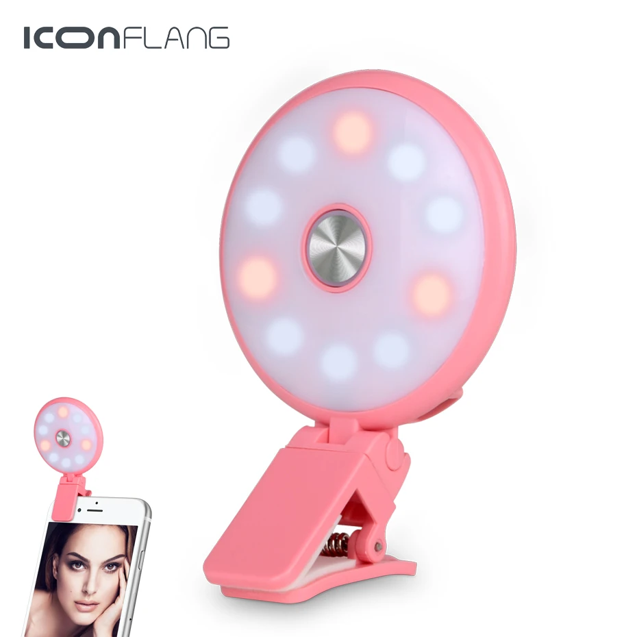 ICONFLANG Универсальный селфи светодиодный индикатор Flash Light Клип камера для телефона