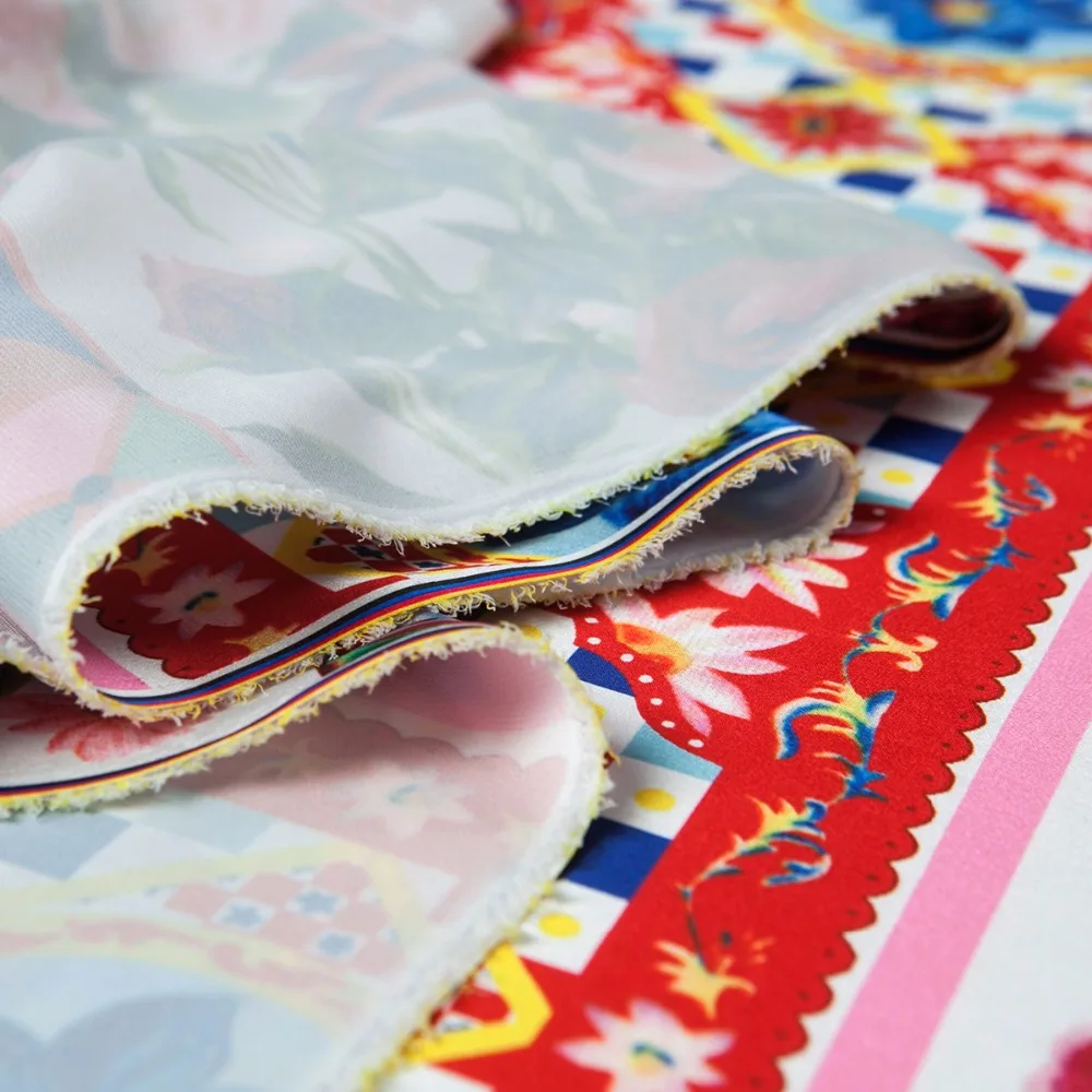 Модная атласная шифоновая ткань Couture из искусственного шелка цифровые цветные