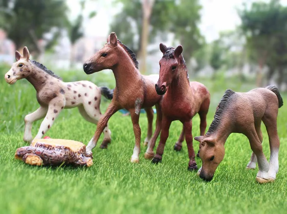 4pcs Small Horse Диких животных модель ранчо лошадь игрушка набор в фигурки детей Образование Подарки орнамент - Цвет: 4pcs Small Horse