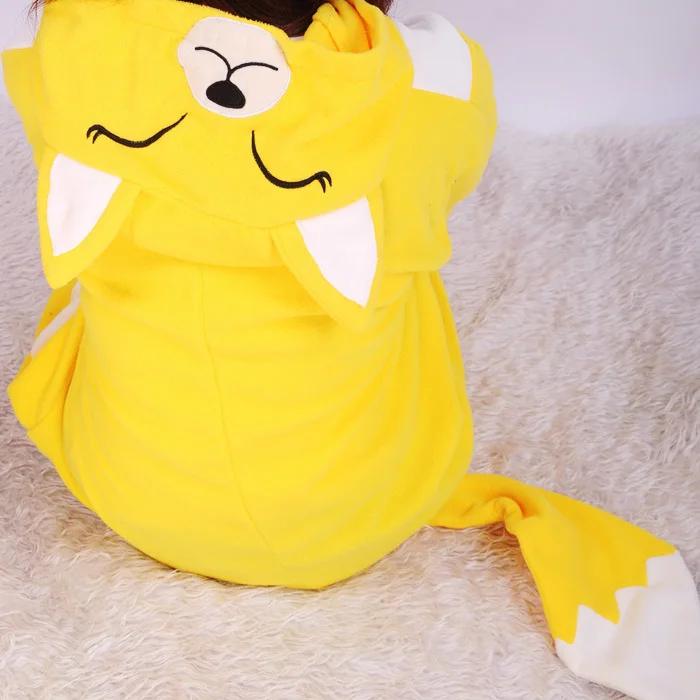 Зимние толстые теплые женские пижамы милые желтые Комбинезоны с лисой для отдыха