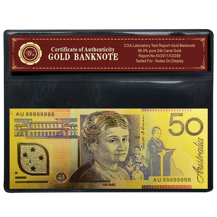 Цветная металлическая Золотая фольга для банкнот в австралийском стиле 50