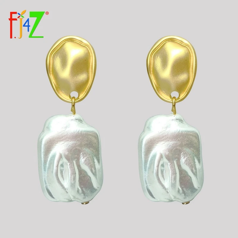 Женские серьги F.J4Z прямоугольные с искусственным жемчугом в стиле барокко |