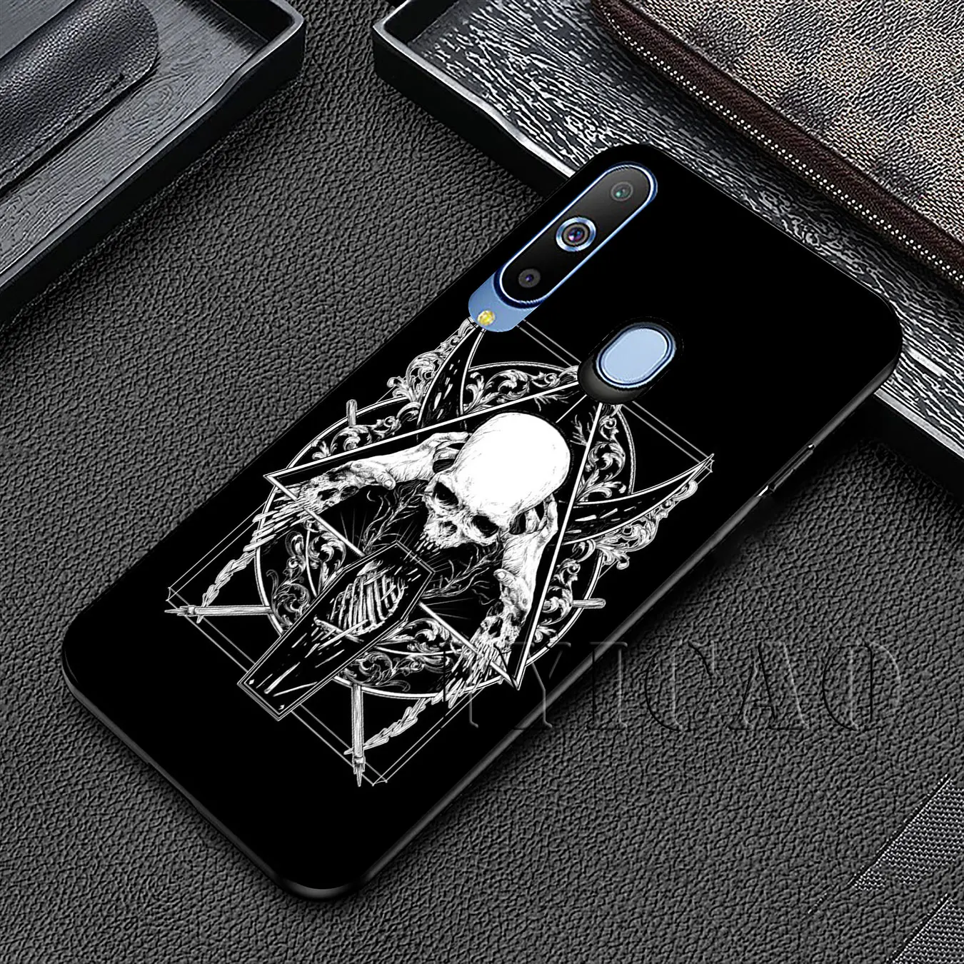 IYICAO Satanic Skull Soft Silicone Case for Samsung Galaxy A70 A60 A50 A40 A30 A20 A10 A50S A40S A30S A20E A10S Black Cover |