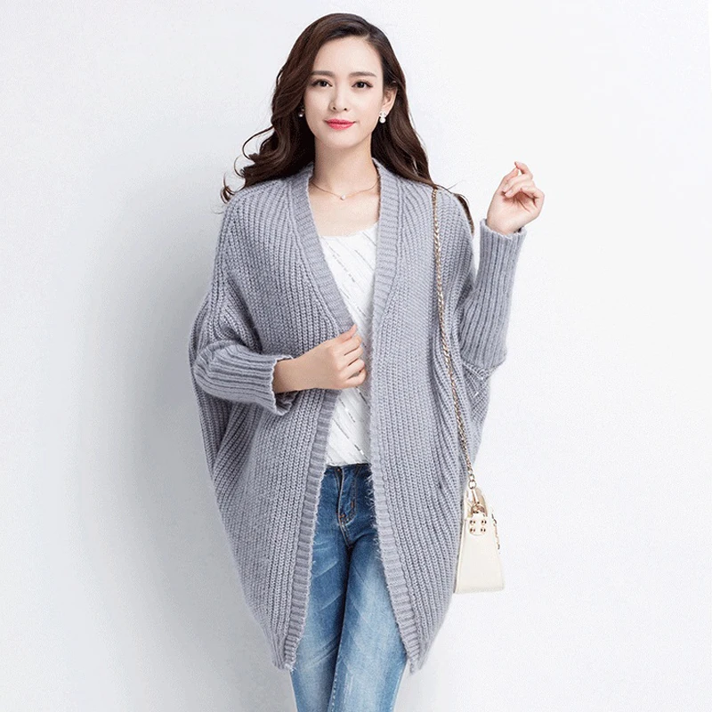 Women 2016 SPRING Clothes Fashion Female Oversize Knitted Cardigan Batwing Sleeve Outwear Tops Casual Loose Sweater Coat |