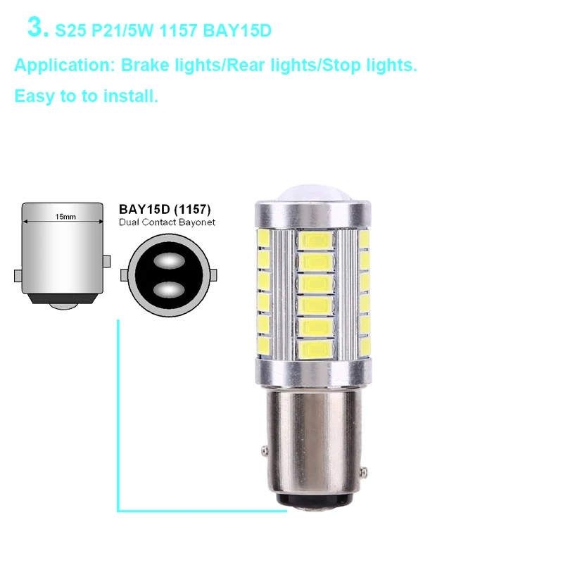 2 шт./лот S25 P21/5 Вт 1157 BAY15D BAZ15D 5630 33 SMD 5730 светодио дный автомобилей тормозные задние