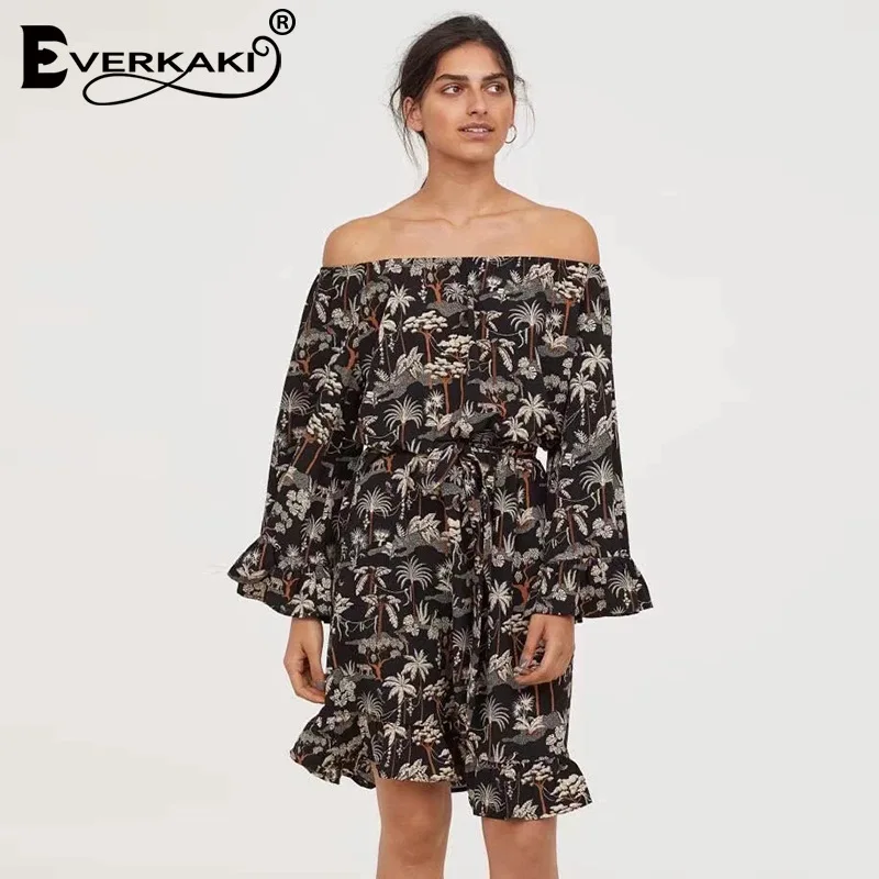 Новое летнее богемное платье с открытыми плечами и принтом в виде лотоса большие