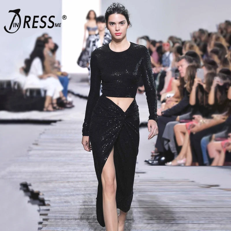 Комплект из двух предметов INDRESSME Женский пикантный Однотонный черный вечерний