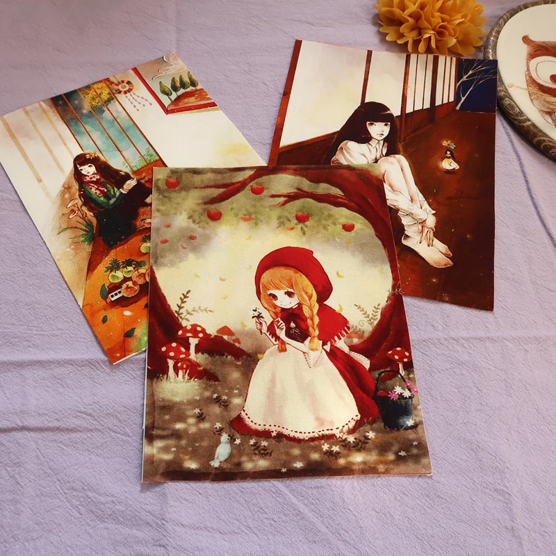

9pcs/lot Hand Cloth Hand DIY Fabric Fairy Tales Designs Fabric 9pcs Retro Bird Fairy Girl Patchwork Cotton 15*20CM Canvas