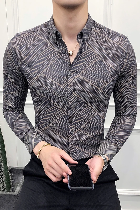 Новинка Осень 2018 мужская рубашка в британском стиле с длинным рукавом Корейская