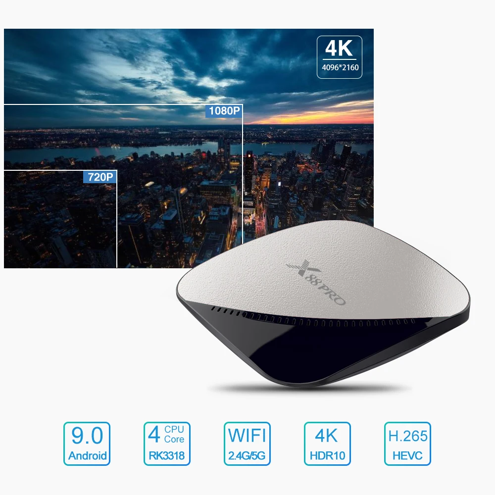 X88 PRO Android 9 0 ТВ-бокс Smart Rockchip RK3318 четырехъядерный 3UHD 4K 2 4G/5G WiFi HD IR пульт