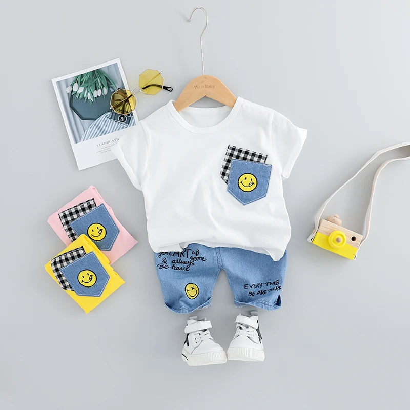 2019 летние комплекты одежды для маленьких мальчиков и девочек Одежда младенцев