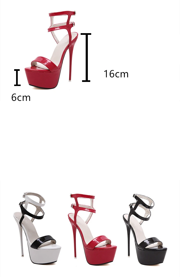 Big Size Women Sandals Platform Buckle Sandals 16 CM Heel Sandal Pole Dance Shoes Woman Sexy White Sandals Women Stripper Heels