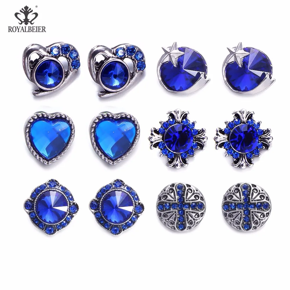 

Royalbeier 12pcs Mixed Pairs Round Rhinestone Styles Metal Charms 12mm Snap Button Jewelry For Snaps Bracelet Snap Jewelry