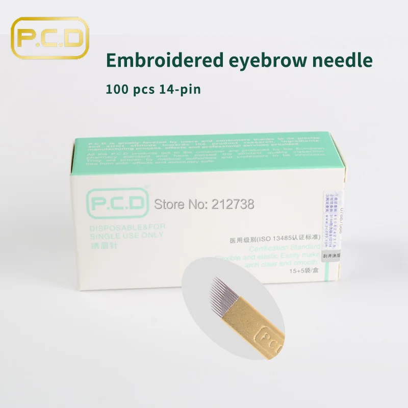 500 шт. PCD Coper 14 Pin ИГЛЫ Перманентный макияж тату ручка-держатель игл лезвие для 3D бровей вышивка микроблейдинг