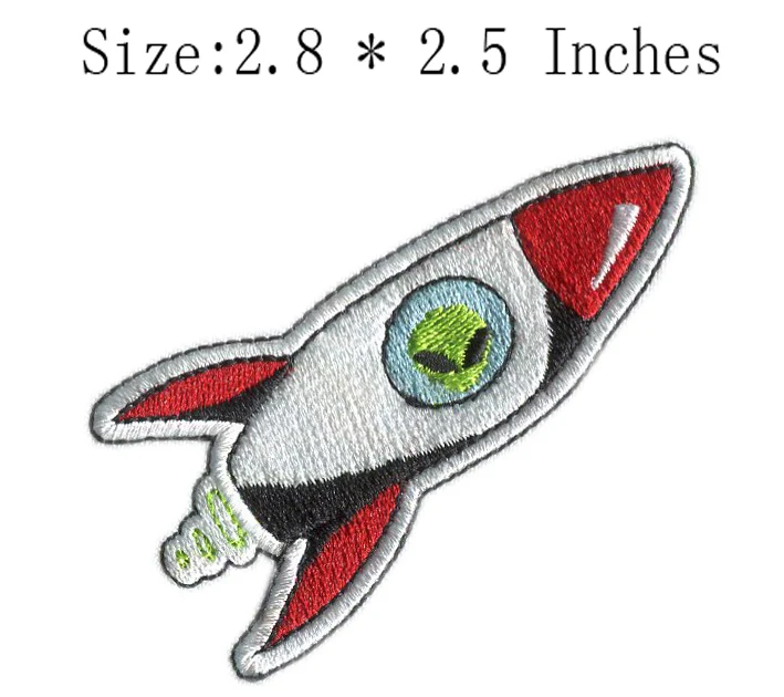 Rocket 2.8"wide embroidery patch  for in a world/environment/invent