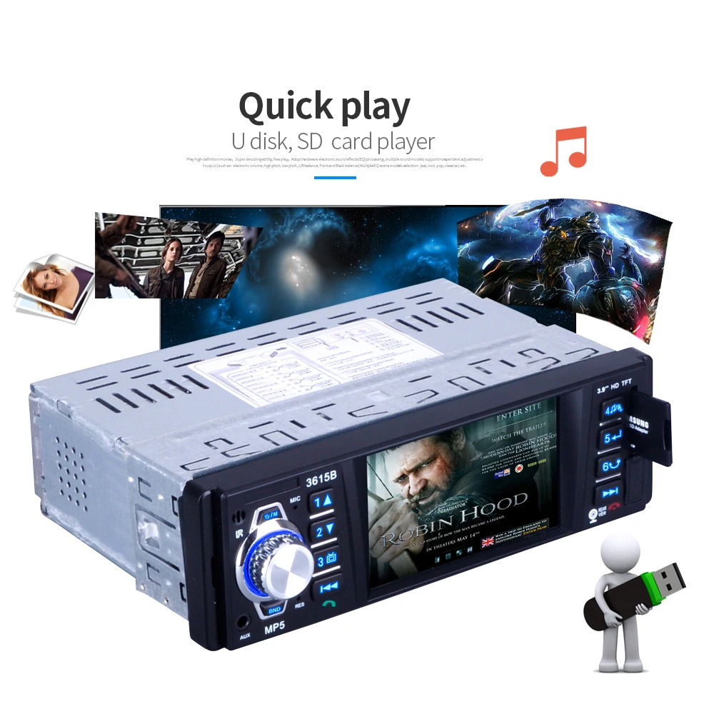 3 9 дюймов автомобиля Радио Bluetooth MP5 плеер стерео Автозвук 1 Din FM 12 В Full HD цифровой