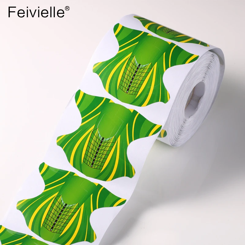 Feivielle Новинка 50 шт/рулон квадратной формы клейкая Форма для ногтей для акрила/УФ-гель кончик для ногтей инструмент для наращивания ногтей
