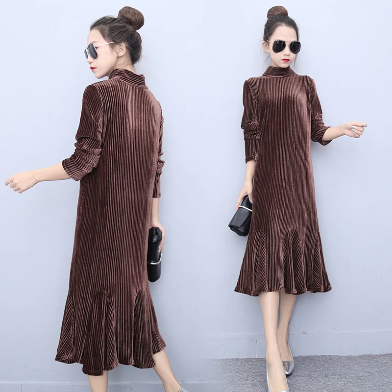 Весна 2020 женское платье с рыбьим хвостом металлическое тонкое Плиссированное