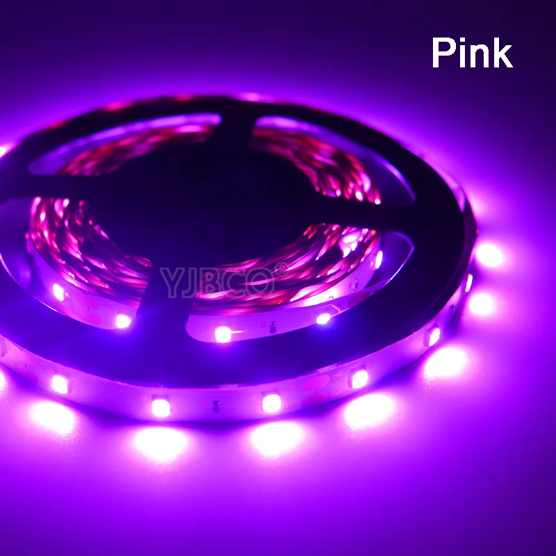 Pink 5 м 60 светодиодов/м 2835 5050 Светодиодная лента, светильник RGB/белый/теплый белый/красный/зеленый/синий/желтый Светодиодная лента, гибкая светодиодная лента, 12 В постоянного тока - Испускаемый цвет: Pink