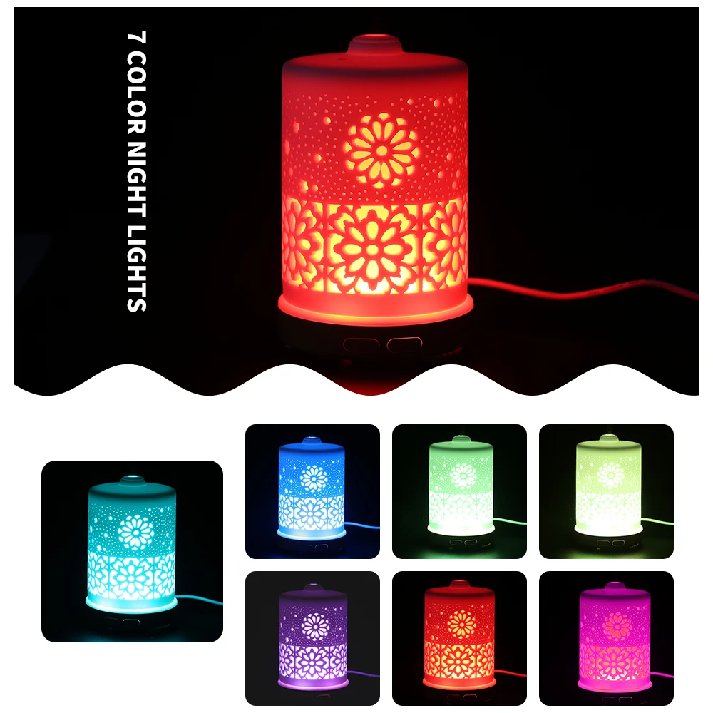 FUNHO 100ml Ultrasonic Ceramic Humidifier Atomization Plug-in Bedroom Silent Essential Oil Fragrance 7 Color Change Light Lamp | Бытовая