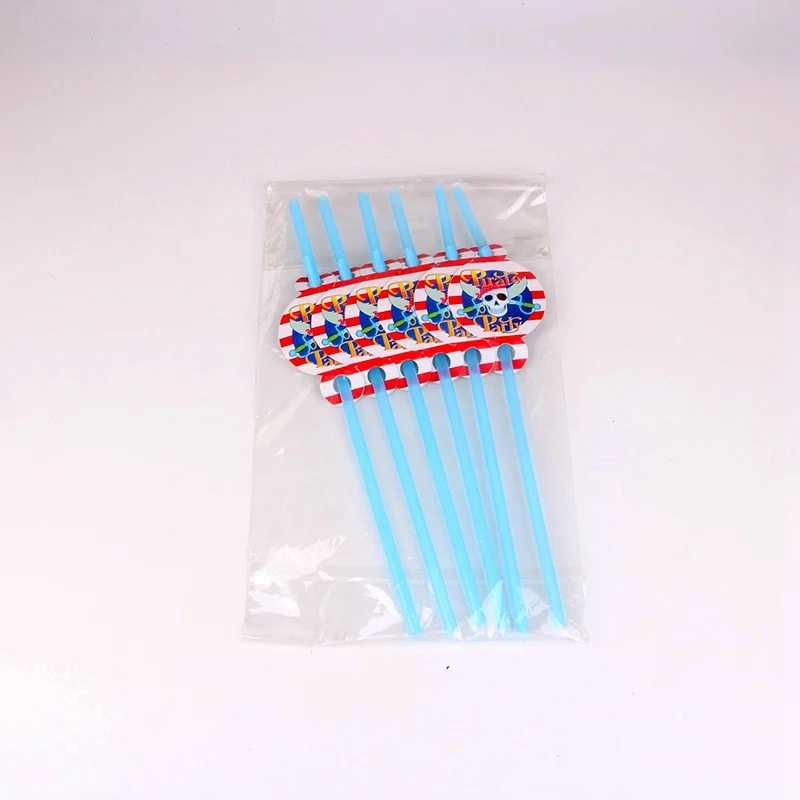 6 шт одноразовые соломинки с рисунком пирата для мальчиков Стиль Мультфильм