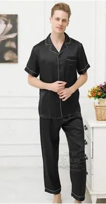 Cool summer natural 100 mulberry silkworm silk male silk pyjamas for short sleeves