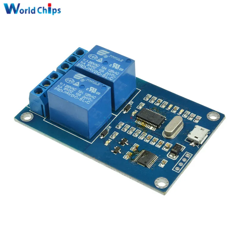 

2-канальный релейный модуль MICRO USB 5 В, модуль релейного управления USB, последовательный порт, Новинка