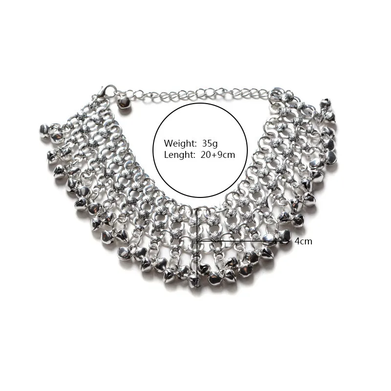 Женский винтажный браслет с колокольчиками на цепочке бусинами щиколотке|ankle