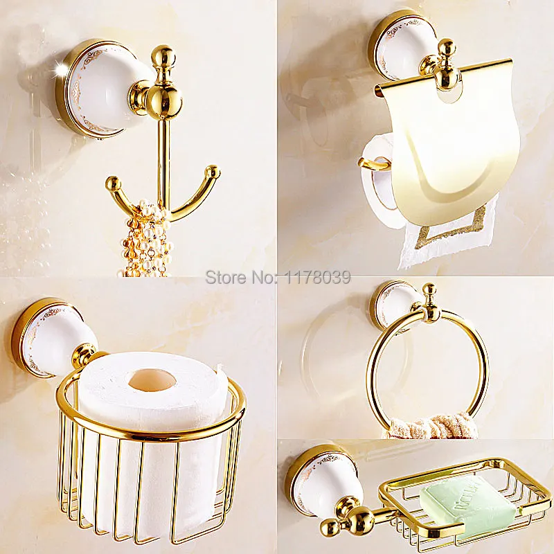 Позолоченные бумажные Держатели и крючки для халата набор аксессуаров ванной
