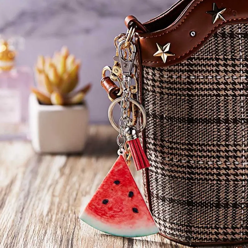 Большой летний брелок для ключей с фруктами яблоко арбуз Pitaya Pine apple брелок для ключей держатель для ключей Свежий фрукт брелок ювелирные изделия