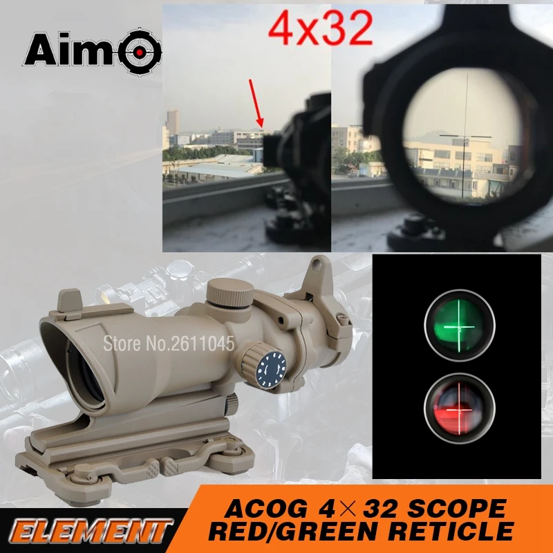 Aim O ACOG 4x32 красно Зеленая Сетка с креплением прицел охотничий аксессуар AO5319|acog
