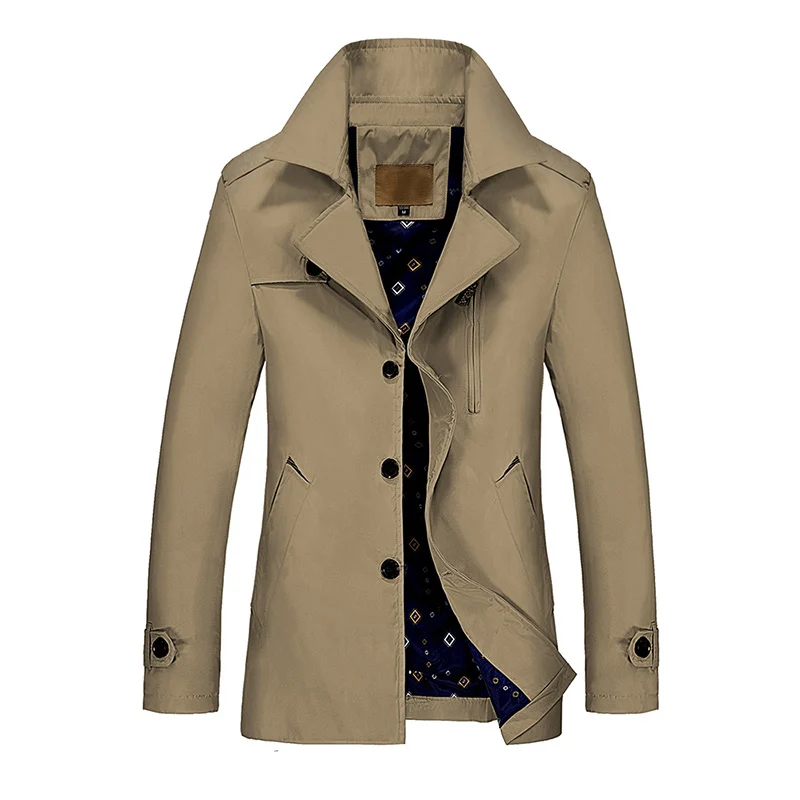 Spring Autumn Jacket Men Fashion Casual Pure Cotton Men's Jackets Long Solid Outerwear Wind Breaker Coats Male New Brand Clothes | Мужская