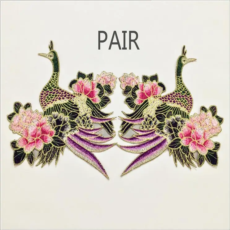 1 пара вышитые цветочные нашивки журавль | Дом и сад