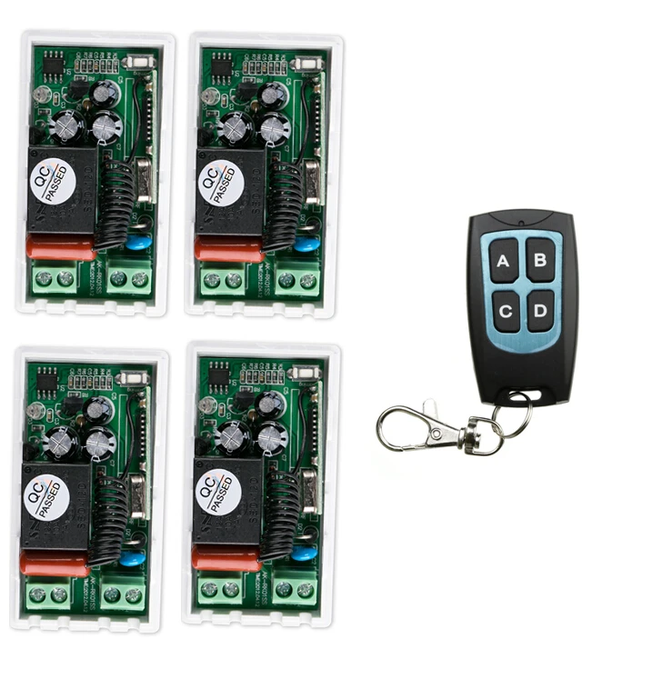 

220 v 1 ch RF wireless remote control switch 4* receiver+1 * transmitter 4 key self-lock mode easy connection