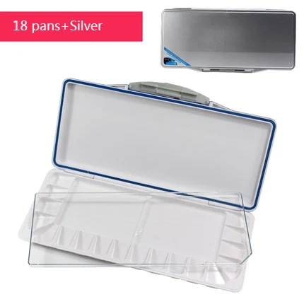 18 pans silver Высокое Качество пустые акварельные палитры краски жестяная коробка для профессионального искусства живопись палитра принадлежности акрил увлажняющий - Цвет: 18 pans silver
