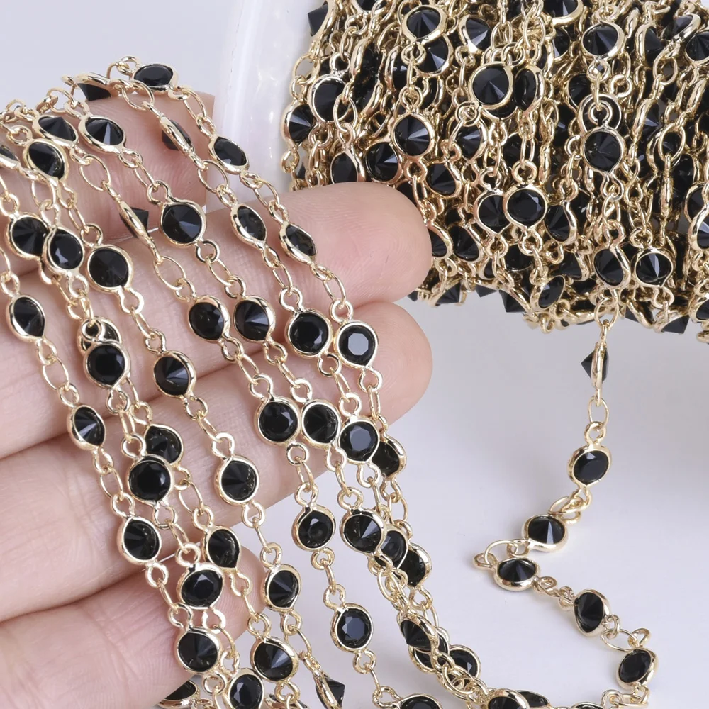 1 фут 4 мм Высокое качество позолоченный тонкий ободок набор кристалл и латунь цепь, соединительная цепь, Продается 1 шт./лот