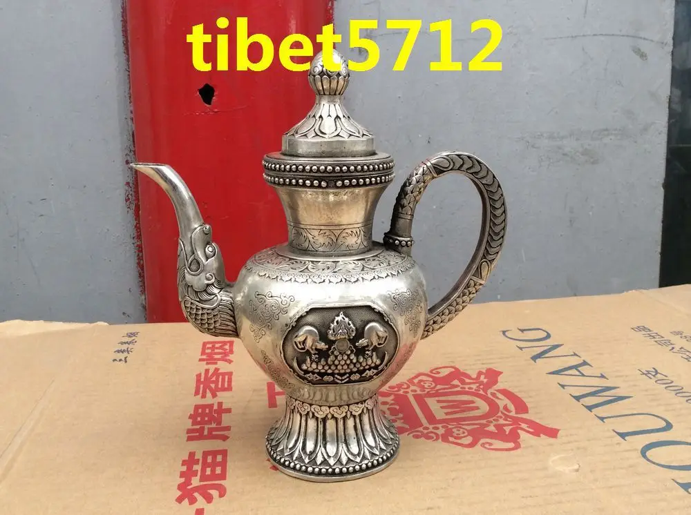 Бронзовый покрытием серебра повезло символ хороший цветок бутылка чайник 24 см