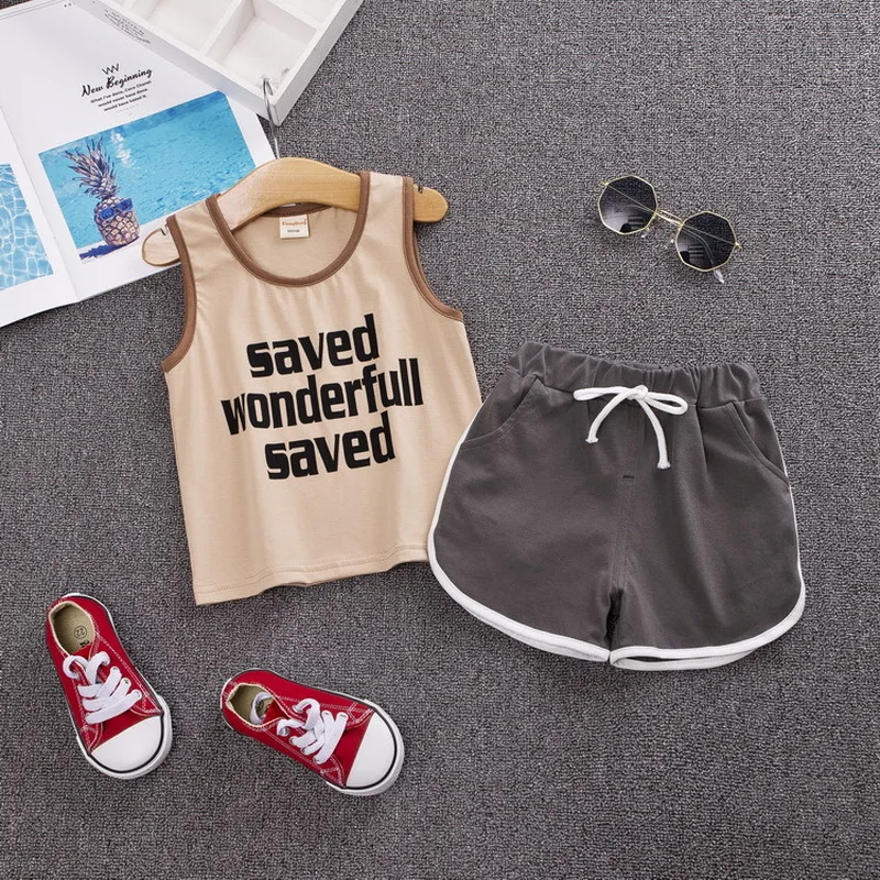 Жилет и футболка для мальчиков с надписью | Детская одежда обувь