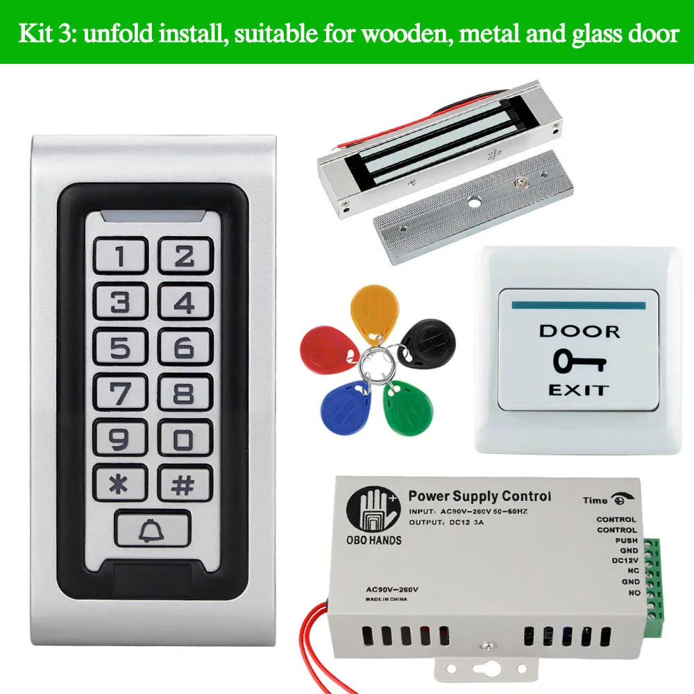 kit3 OBO HANDS Rfid система контроля допуска к двери комплект с электронным управлением дверной замок Водонепроницаемая клавиатура wiegand 26 ворот - Цвет: kit3