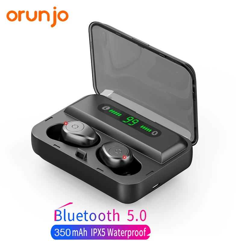 Orunjo F8 Bluetooth наушники V5.0 TWS Мини Беспроводная гарнитура с цифровым дисплеем