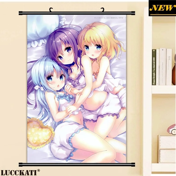 H 40X60 см, Gochiusa Gochuumon wa Usagi Desu ka Rabbit, сексуальная лоли, мультфильм, аниме картинка, настенная прокрутка, холст, живопись, плакат - Цвет: H