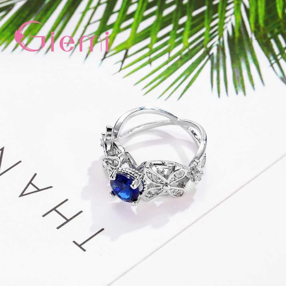 

Fashion Luxury Women 925 Sterling Silver Jewelry Rings Pave Crystal Low Price Promation Pretty Accessories For Ladies