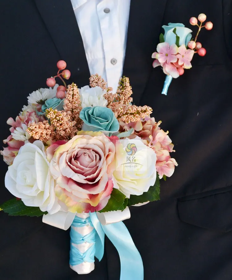 Искусственный цветок ручной работы Свадебный букет невесты цвета шампанского